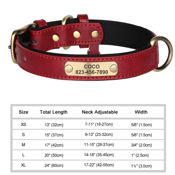 S27928ee5dfca4f41acf9b735357cadc2N.webp Coleira Personalizada para Cães em Couro PU com Gravação Grátis – Coleira com Placa de Identificação (Nome e Telefone) para Cães de Pequeno, Médio e Grande Porte