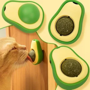 Bola de Erva de Gato Natural (Catnip) em Formato de Abacate – Brinquedo Comestível e Snack para Limpeza de Dentes e Entretenimento de Gatos