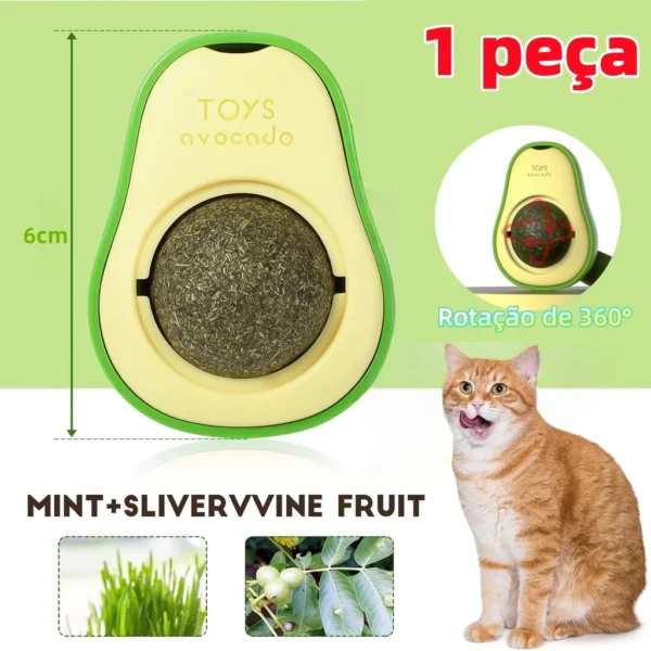 S93c532084a6d43d5b5cc7908f7d388e4D.webp Bola de Erva de Gato Natural (Catnip) em Formato de Abacate – Brinquedo Comestível e Snack para Limpeza de Dentes e Entretenimento de Gatos