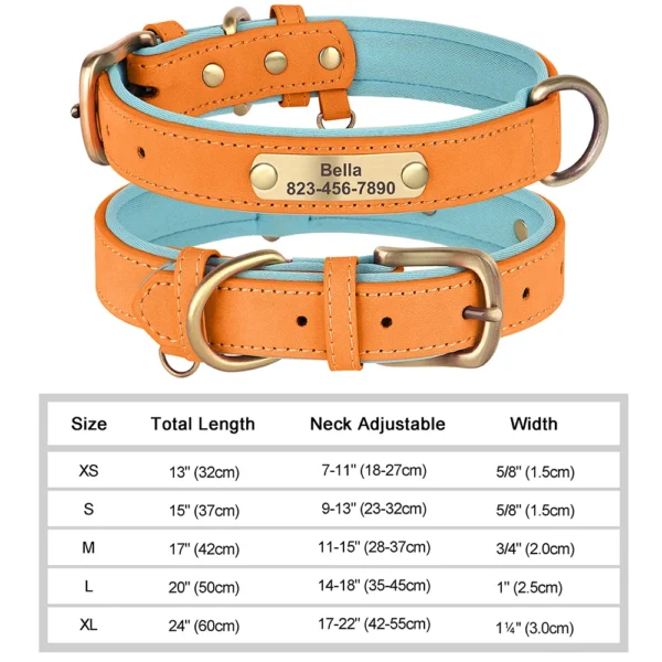 Saf038f0921a0436a89edbb0036b53b4c3.webp Coleira Personalizada para Cães em Couro PU com Gravação Grátis – Coleira com Placa de Identificação (Nome e Telefone) para Cães de Pequeno, Médio e Grande Porte