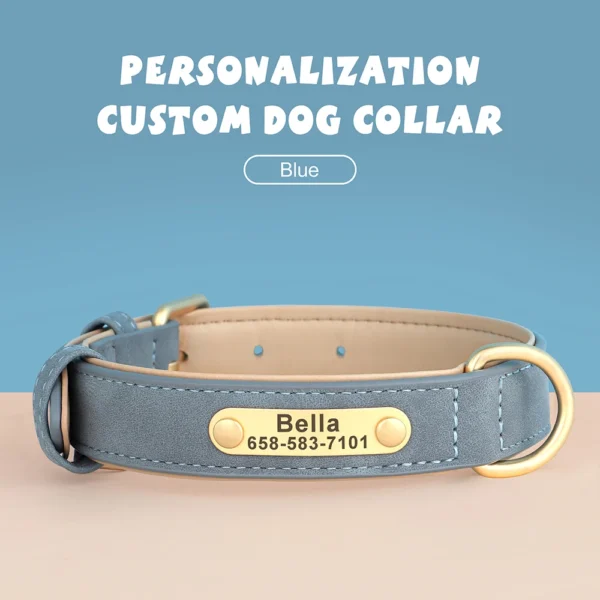 Sd70f3897243a4bbbb54ddff452549feaU.webp Coleira Personalizada para Cães em Couro PU com Gravação Grátis – Coleira com Placa de Identificação (Nome e Telefone) para Cães de Pequeno, Médio e Grande Porte