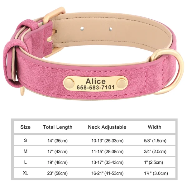 Seb810e16f08d4e81bb91547005dcb9deD.webp Coleira Personalizada para Cães em Couro PU com Gravação Grátis – Coleira com Placa de Identificação (Nome e Telefone) para Cães de Pequeno, Médio e Grande Porte