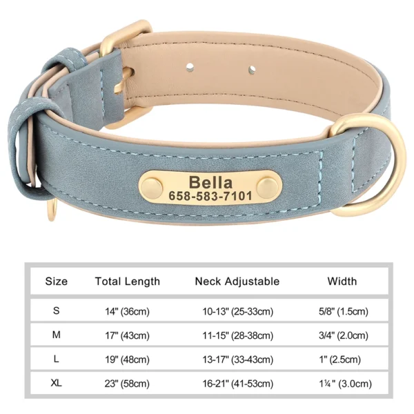 Sf20b3933d79440579e792a5b954f698bW.webp Coleira Personalizada para Cães em Couro PU com Gravação Grátis – Coleira com Placa de Identificação (Nome e Telefone) para Cães de Pequeno, Médio e Grande Porte